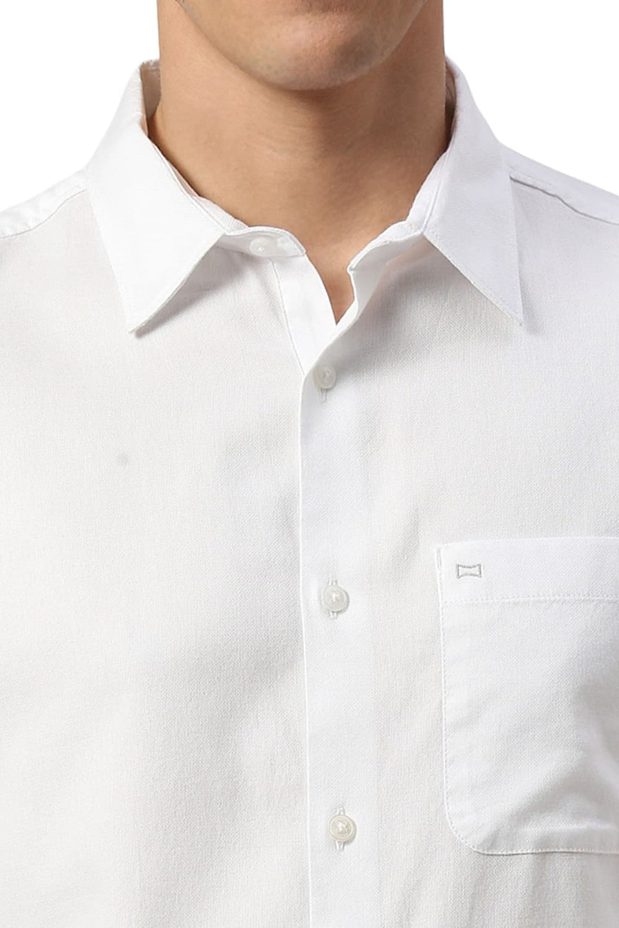 BASICS SLIM FIT WHITE ALYSSUM COTTON DOBBY SHIRT
