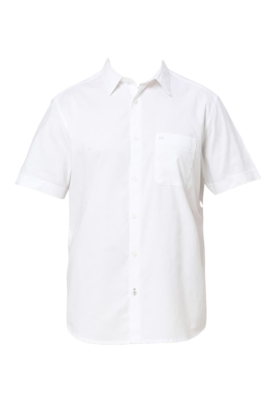 BASICS SLIM FIT WHITE ALYSSUM COTTON DOBBY HALFSLEEVES SHIRT