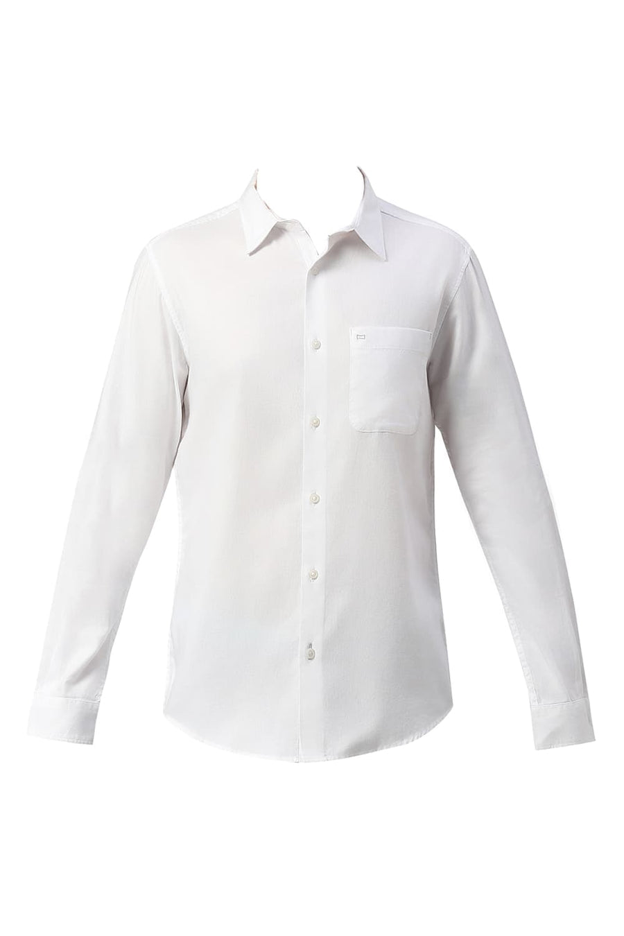 BASICS SLIM FIT WHITE ALYSSUM COTTON DOBBY SHIRT