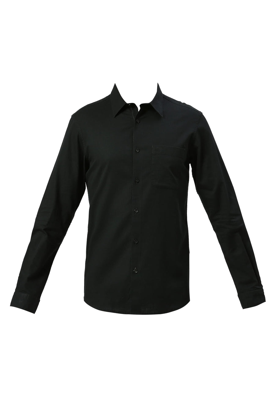 BASICS SLIM FIT PIRATE BLACK COTON SLUB TWILL SHIRT