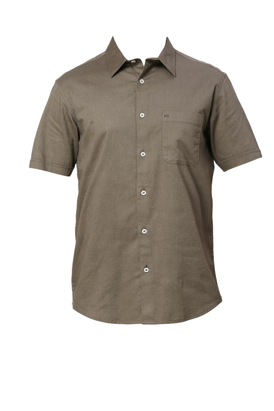 BASICS SLIM FIT OLIVE OAK COTON SLUB TWILL HALFSLEEVES SHIRT