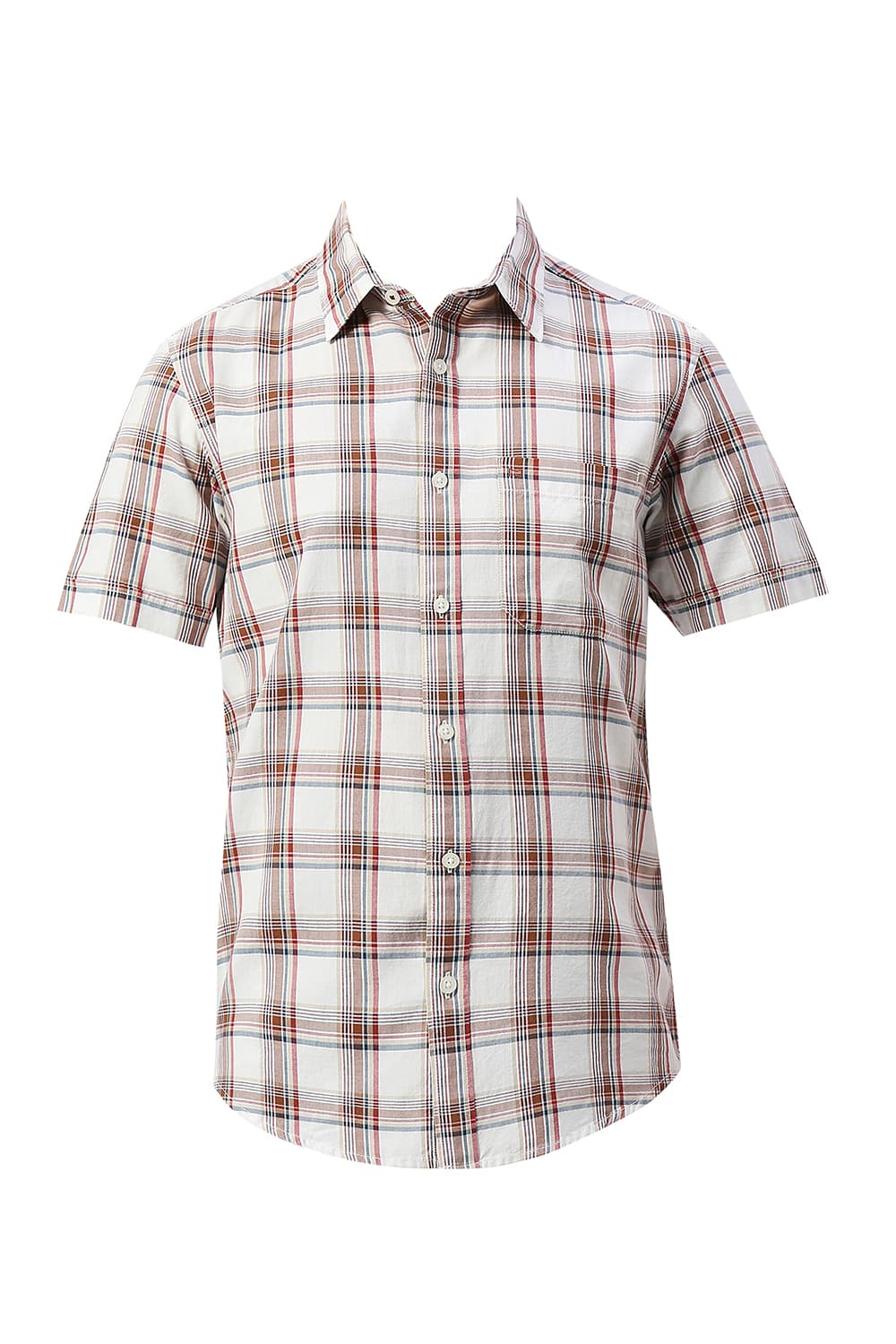 SLIM FIT COTTON TWILL CHECKS HALFSLEEVES SHIRT