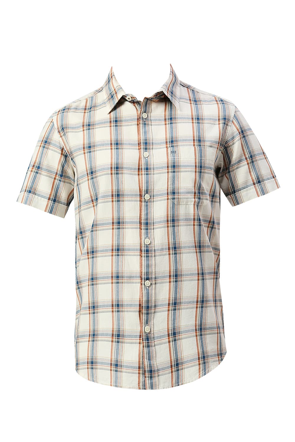 SLIM FIT COTTON TWILL CHECKS HALFSLEEVES SHIRT