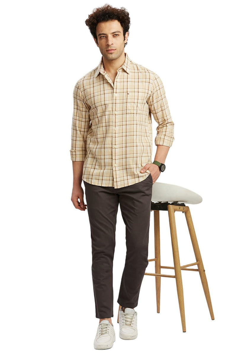 SLIM FIT COTTON TWILL CHECKS SHIRT