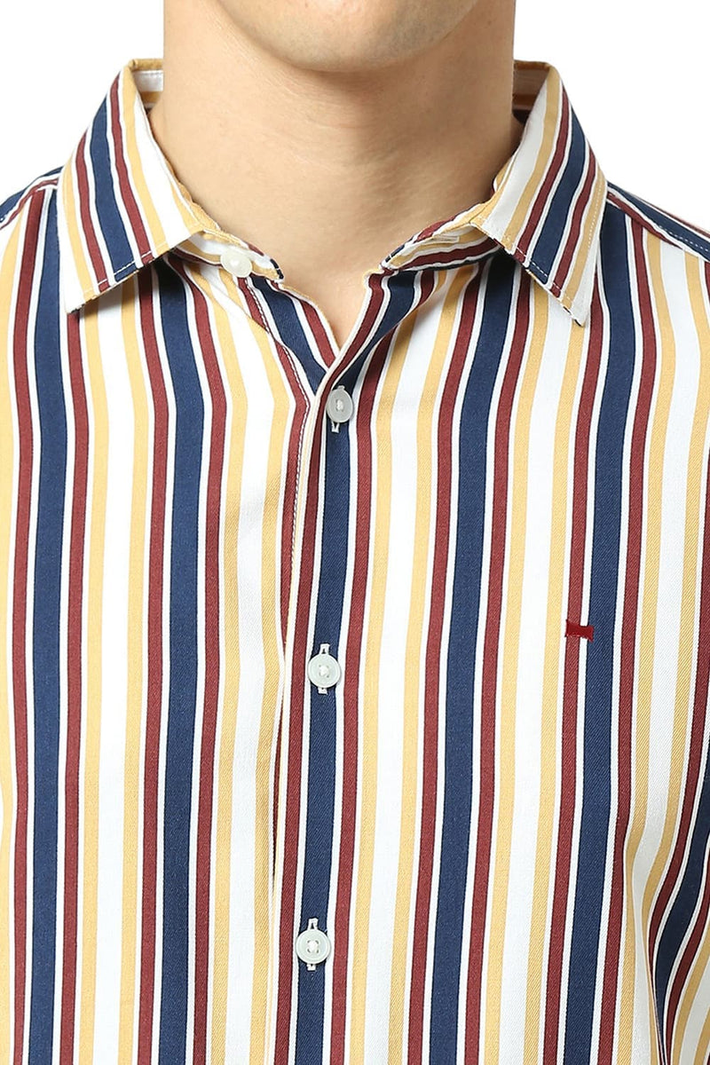 SLIM FIT COTTON VISCOSE TWILL STRIPE SHIRT