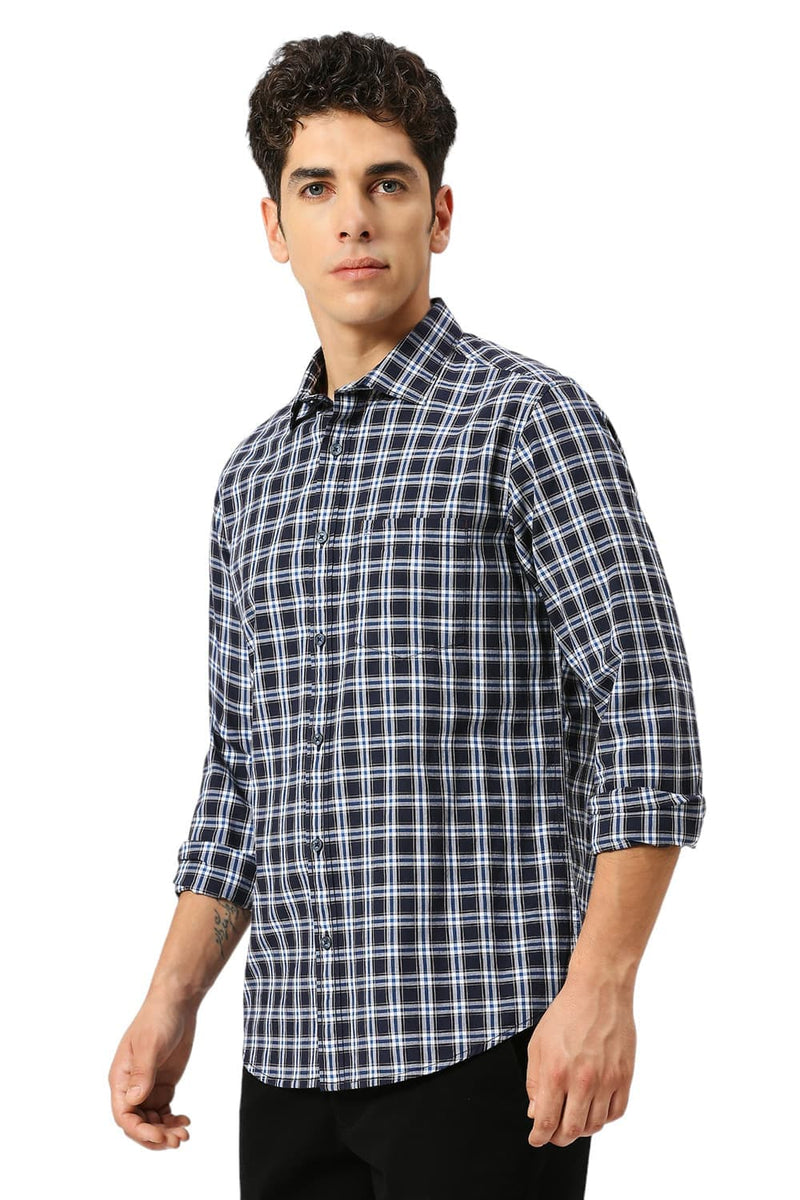 SLIM FIT COTTON CHECKS SHIRT