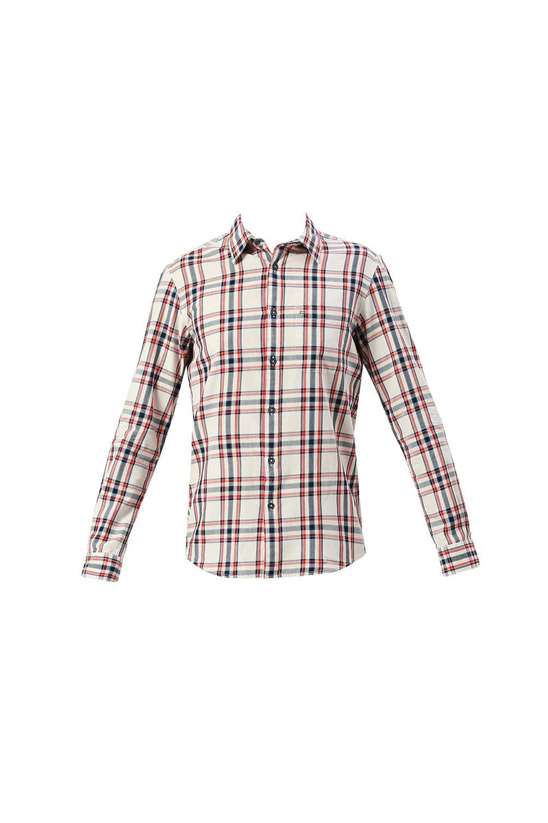 SLIM FIT COTTON TWILL CHECKS SHIRT