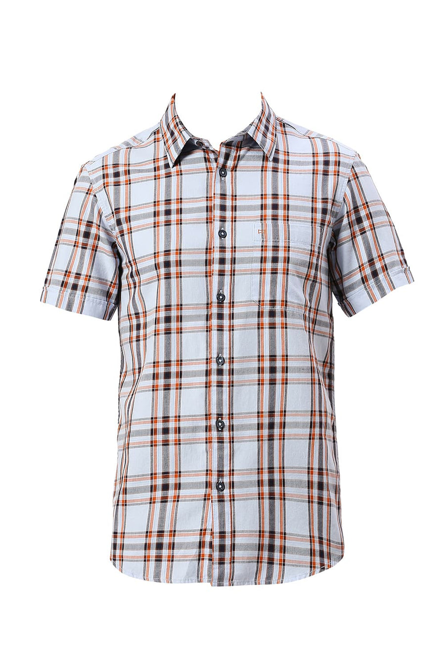 BASICS SLIM FIT BRUNNERA BLUE COTTON TWILL CHECKS HALFSLEEVES SHIRT