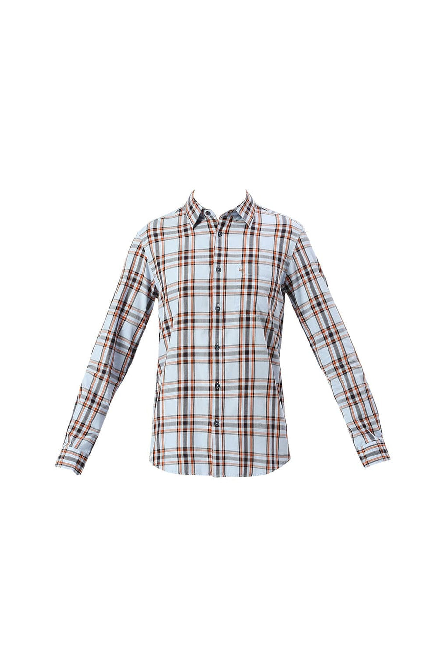BASICS SLIM FIT BRUNNERA BLUE COTTON TWILL CHECKS SHIRT