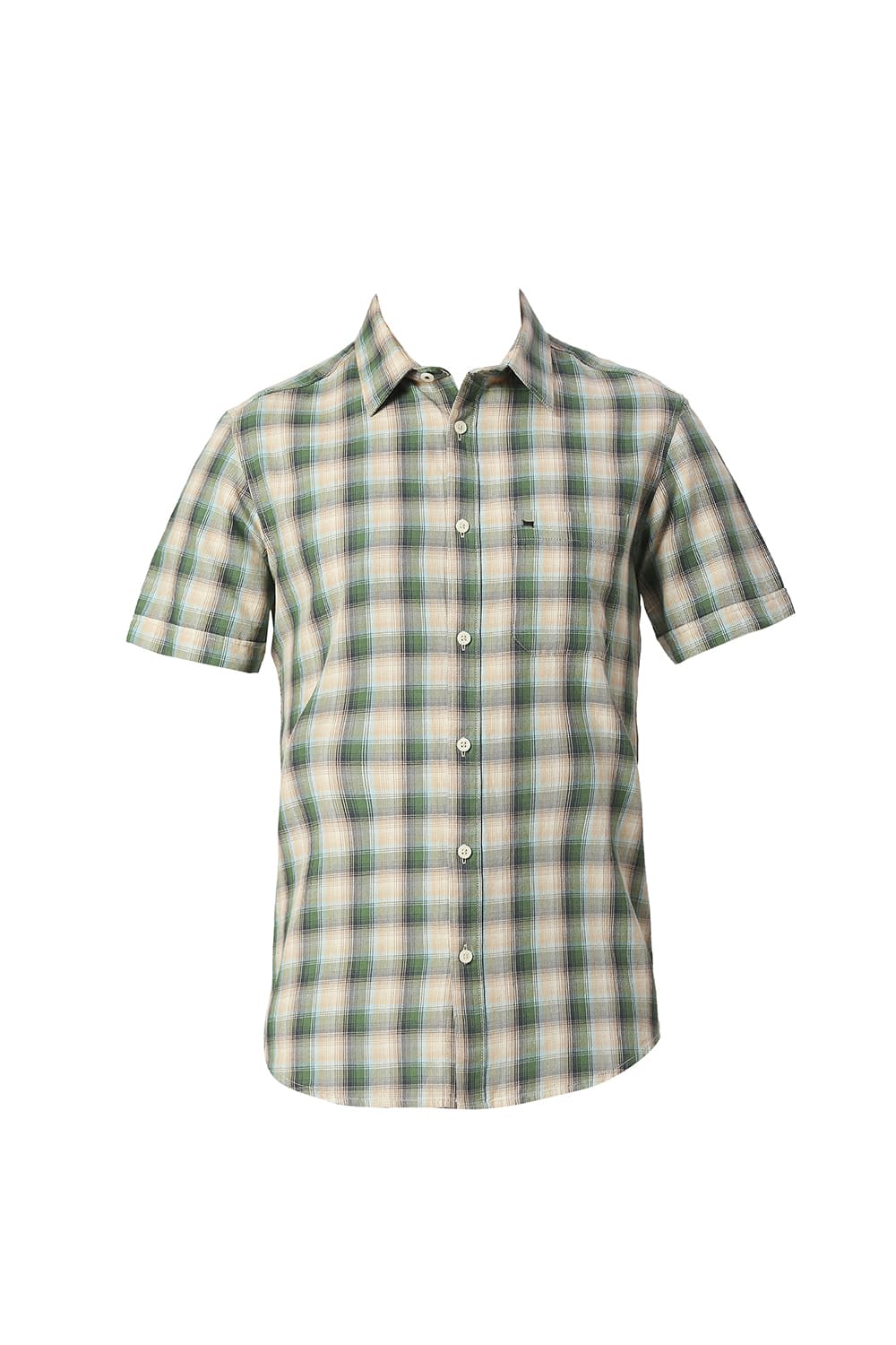 SLIM FIT COTTON TWILL CHECKS HALFSLEEVES SHIRT