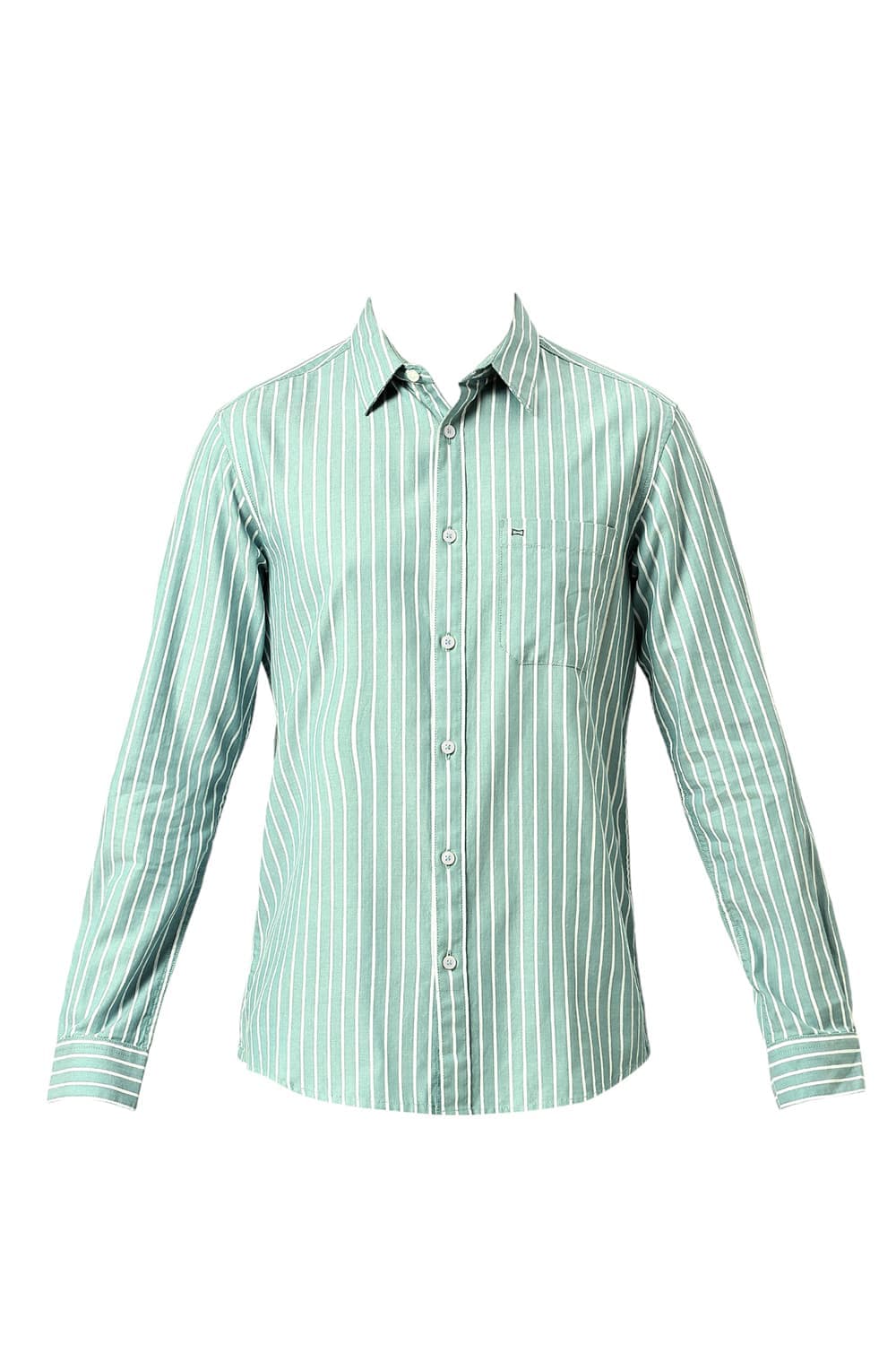 SLIM FIT COTTON HERRINGBONE STRIPE SHIRT