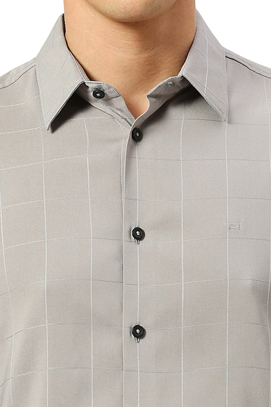 BASICS SLIM FIT DRIZZLE GREY TENCEL POLY LYCRA SHIRT