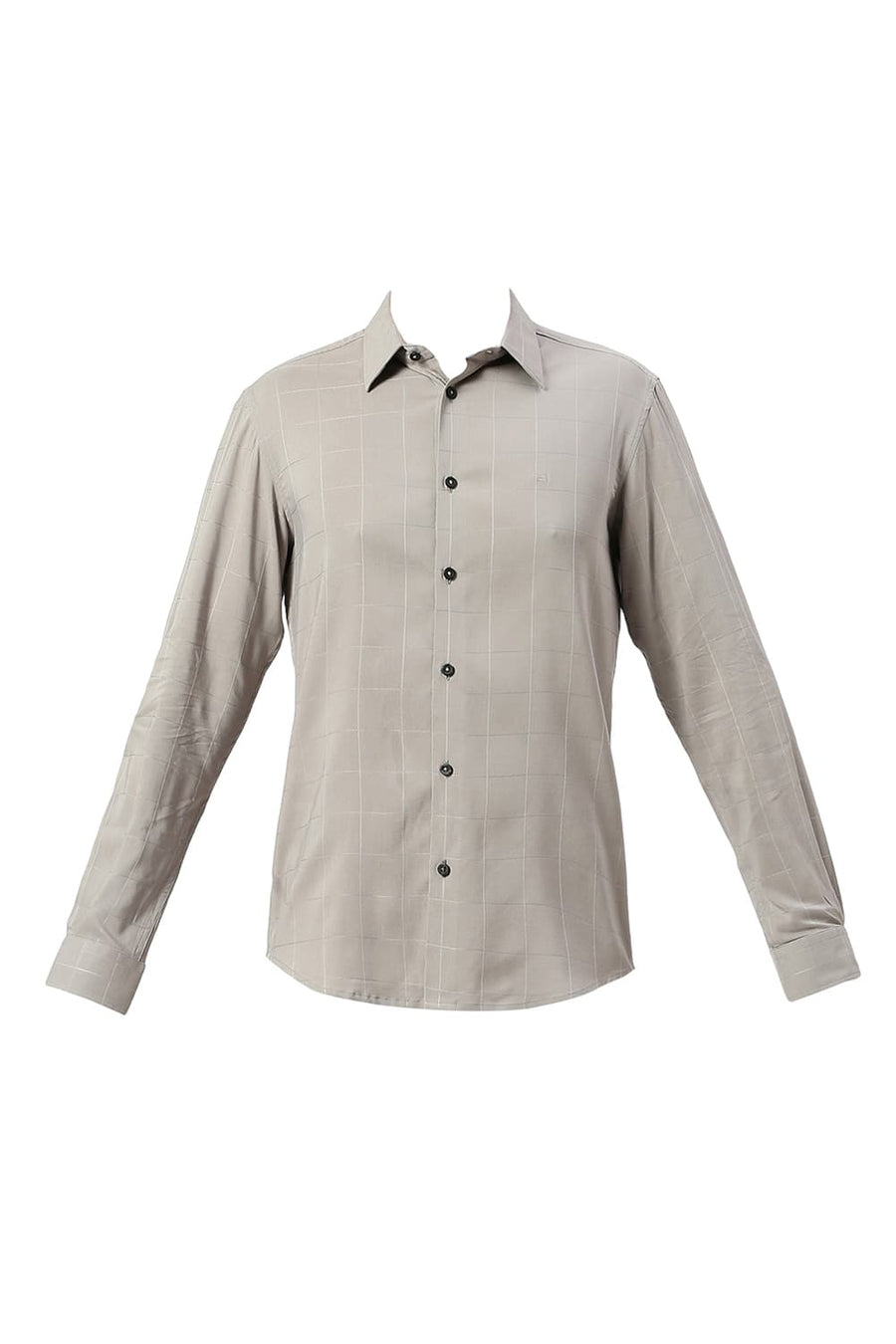 BASICS SLIM FIT DRIZZLE GREY TENCEL POLY LYCRA SHIRT