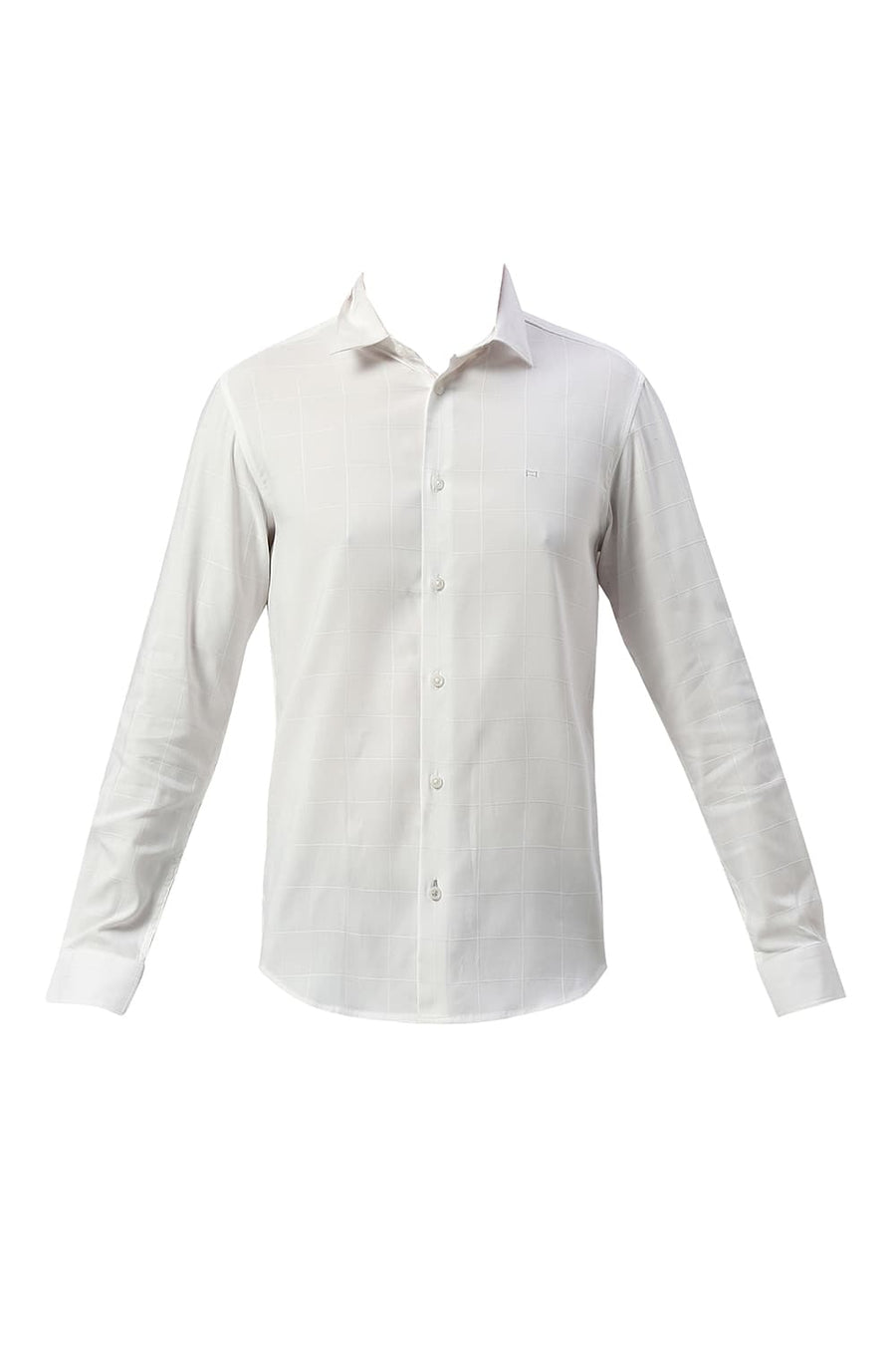 BASICS SLIM FIT BRIGHT WHITE TENCEL POLY LYCRA SHIRT