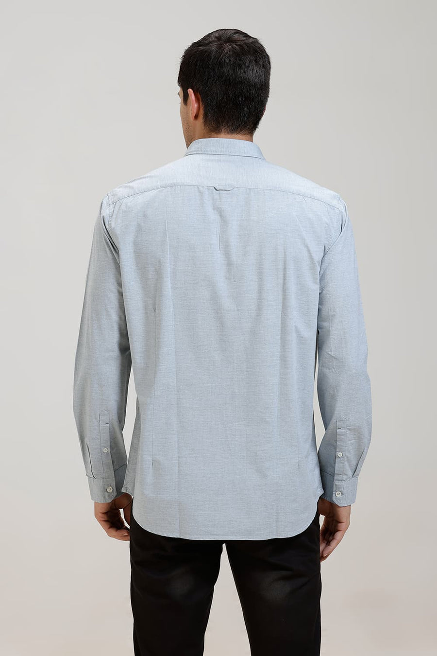 BASICS SLIM FIT QUIET GREY COTTON POLYESTER SHIRT