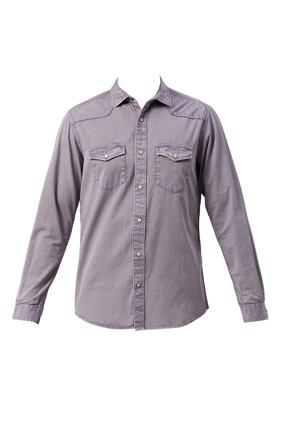 BASICS SLIM FIT PURPLE PLUM COTTON TWILL SHIRT