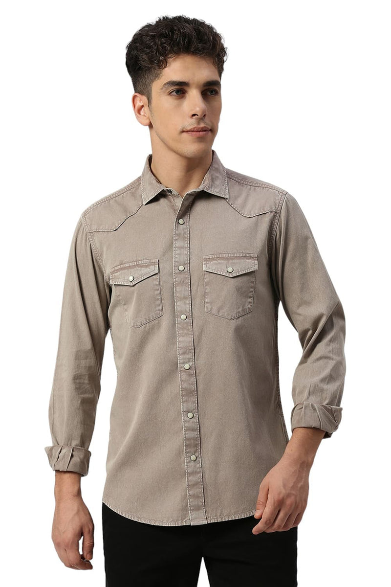 SLIM FIT COTTON TWILL SHIRT