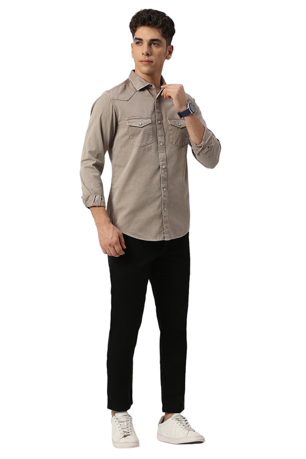 SLIM FIT COTTON TWILL SHIRT