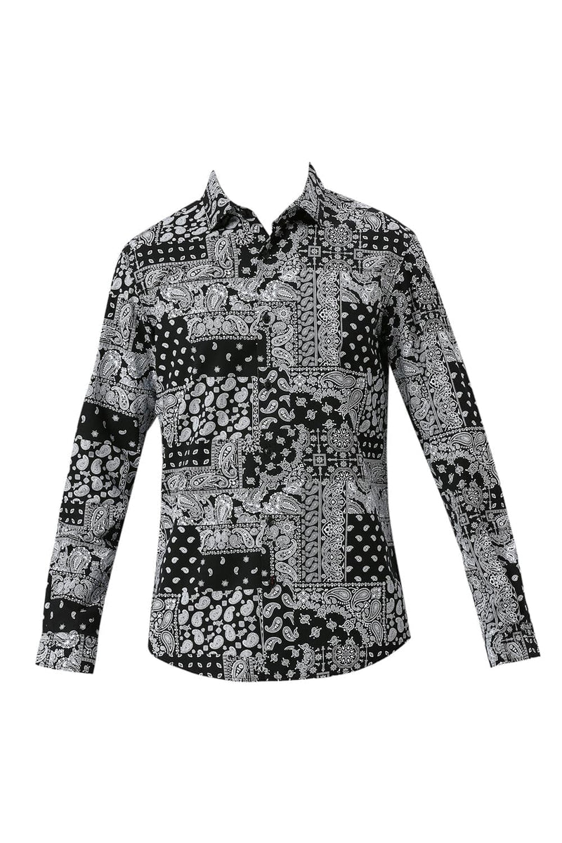 SLIM FIT COTTON VISCOSE TWILL PRINTED SHIRT