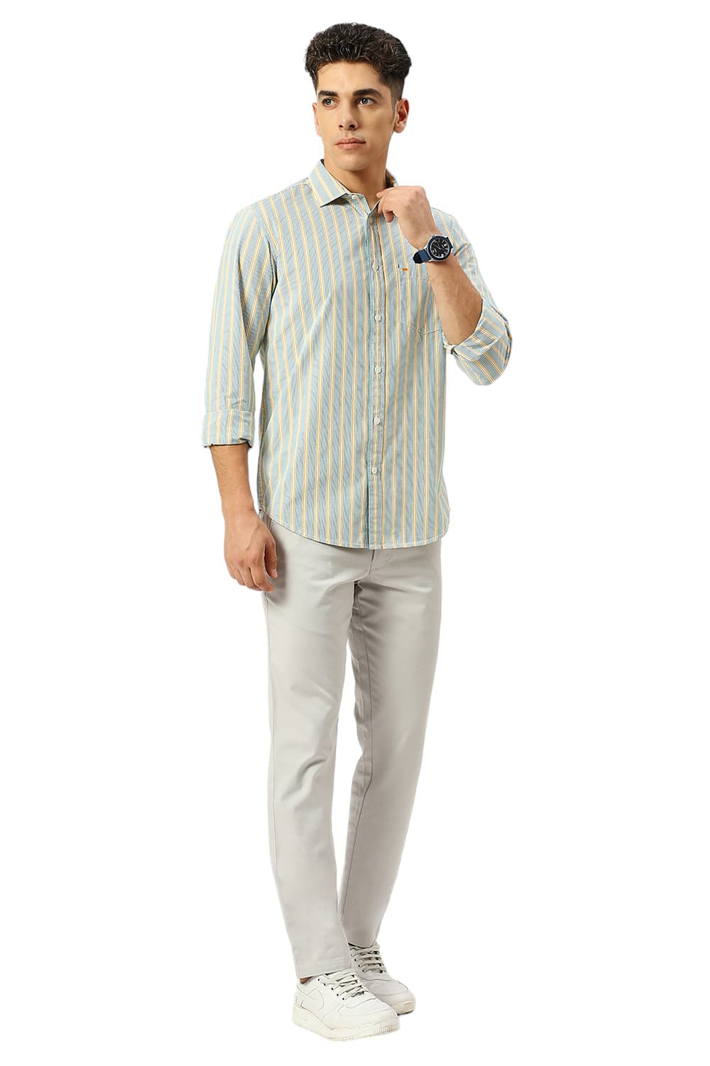 SLIM FIT COTTON STRIPE SHIRT