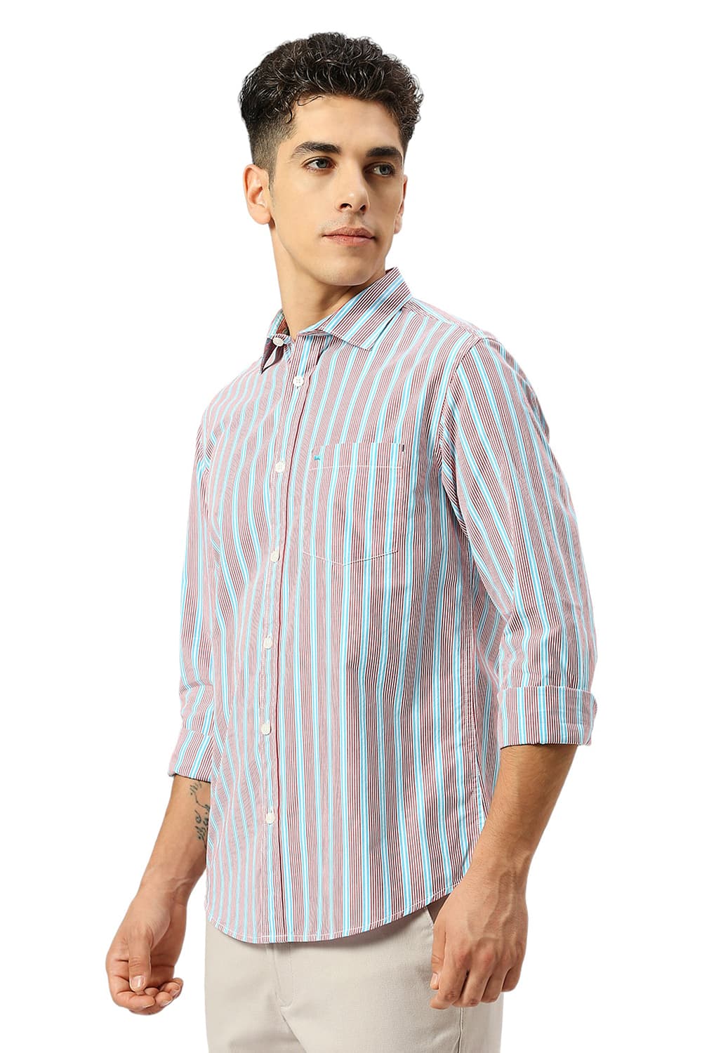 SLIM FIT COTTON STRIPE SHIRT