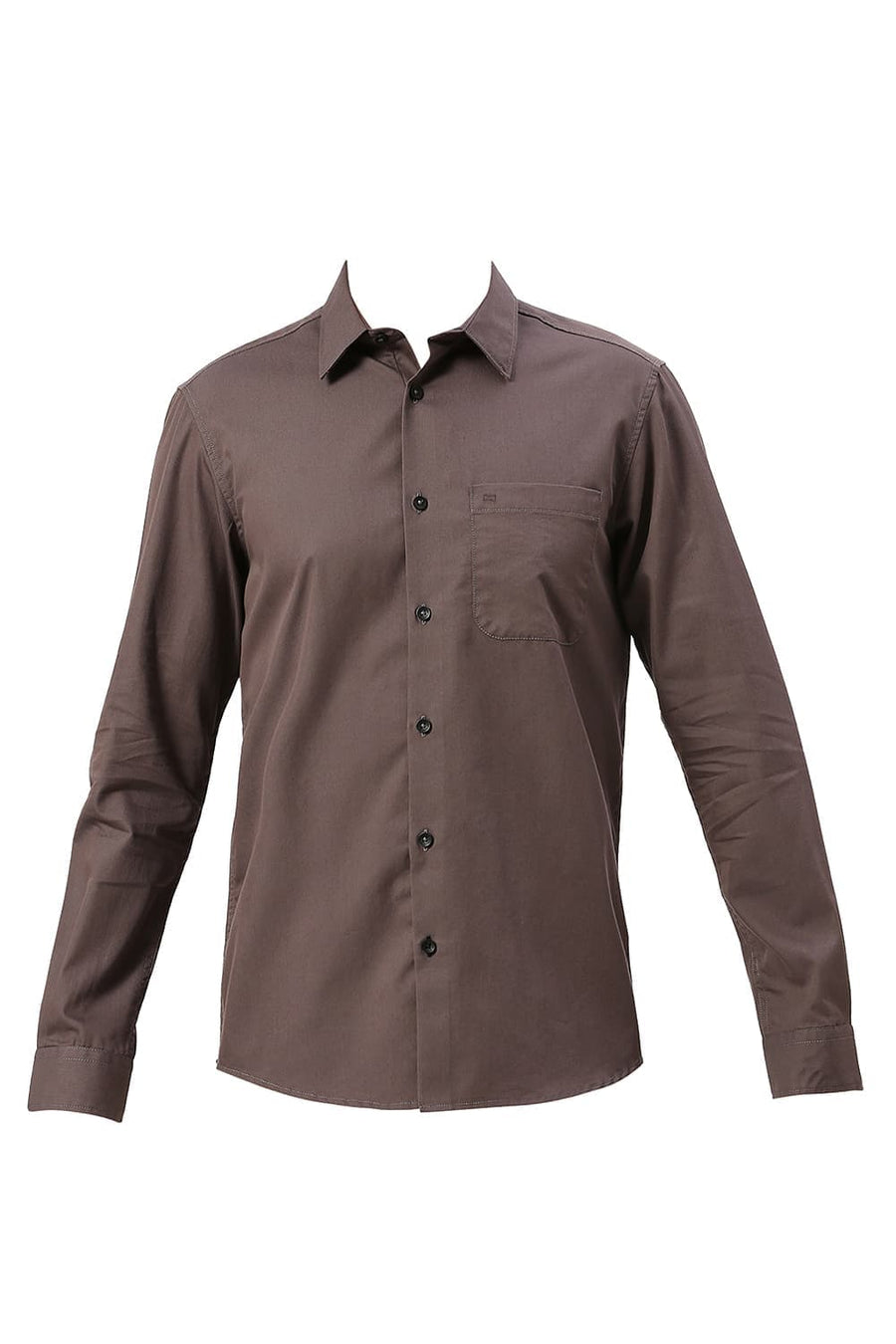 BASICS SLIM FIT PEWTER GREY COTTON POLYESTER CAVALRY TWILL SHIRT
