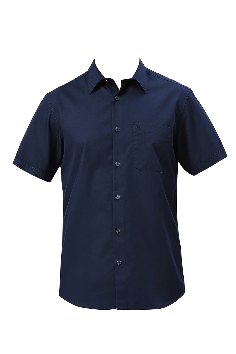 BASICS SLIM FIT PAGEANT BLUE COTTON POLYESTER CAVALRY TWILL HALFSLEEVES SHIRT