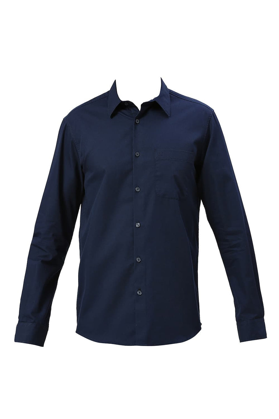 BASICS SLIM FIT PAGEANT BLUE COTTON POLYESTER CAVALRY TWILL SHIRT
