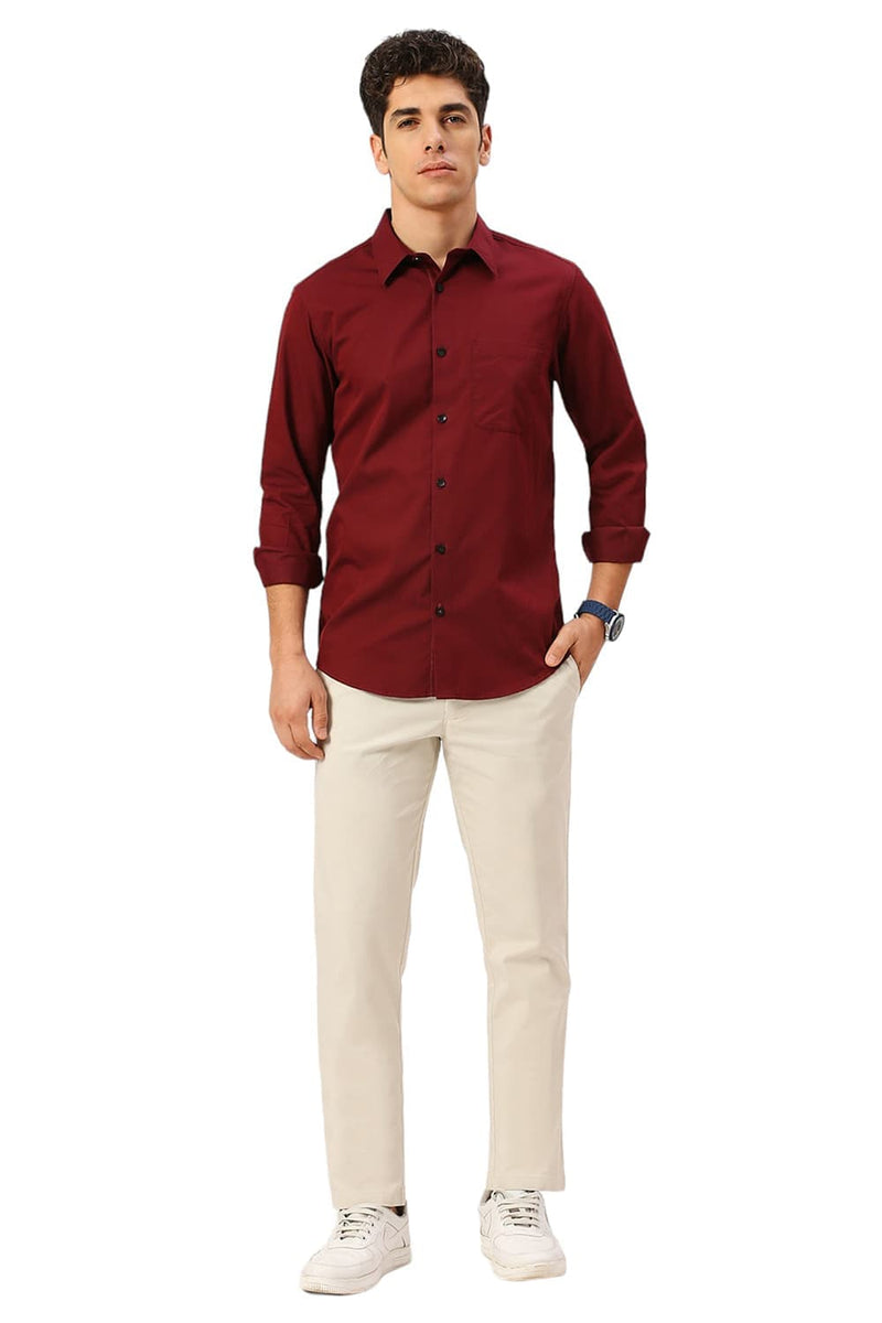 SLIM FIT COTTON POLYESTER CAVALRY TWILL SHIRT