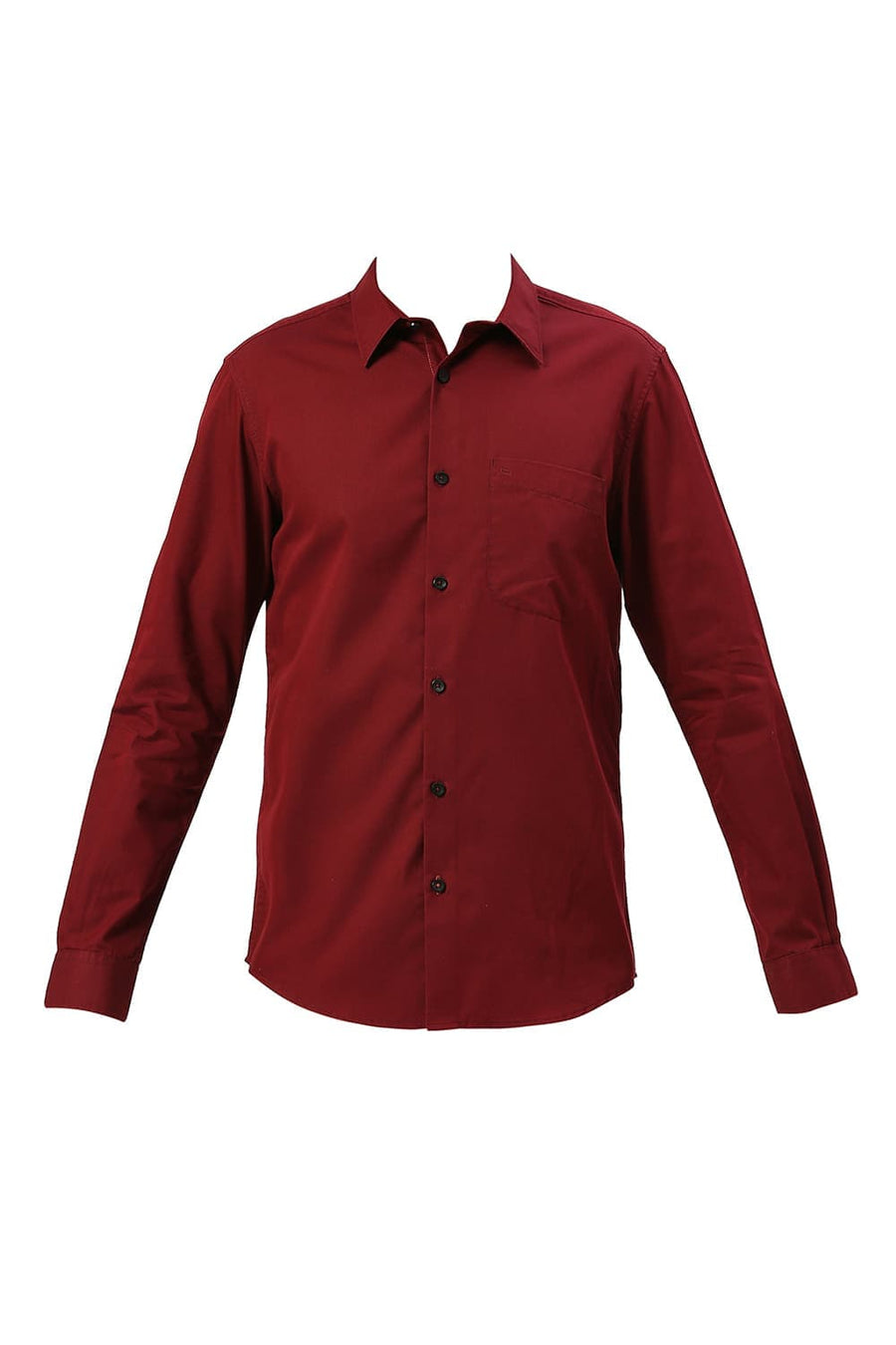 BASICS SLIM FIT CABERNET MAROON COTTON POLYESTER CAVALRY TWILL SHIRT