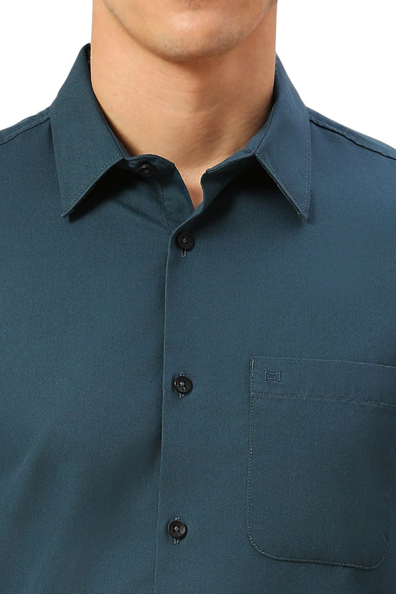 SLIM FIT COTTON POLYESTER CAVALRY TWILL SHIRT