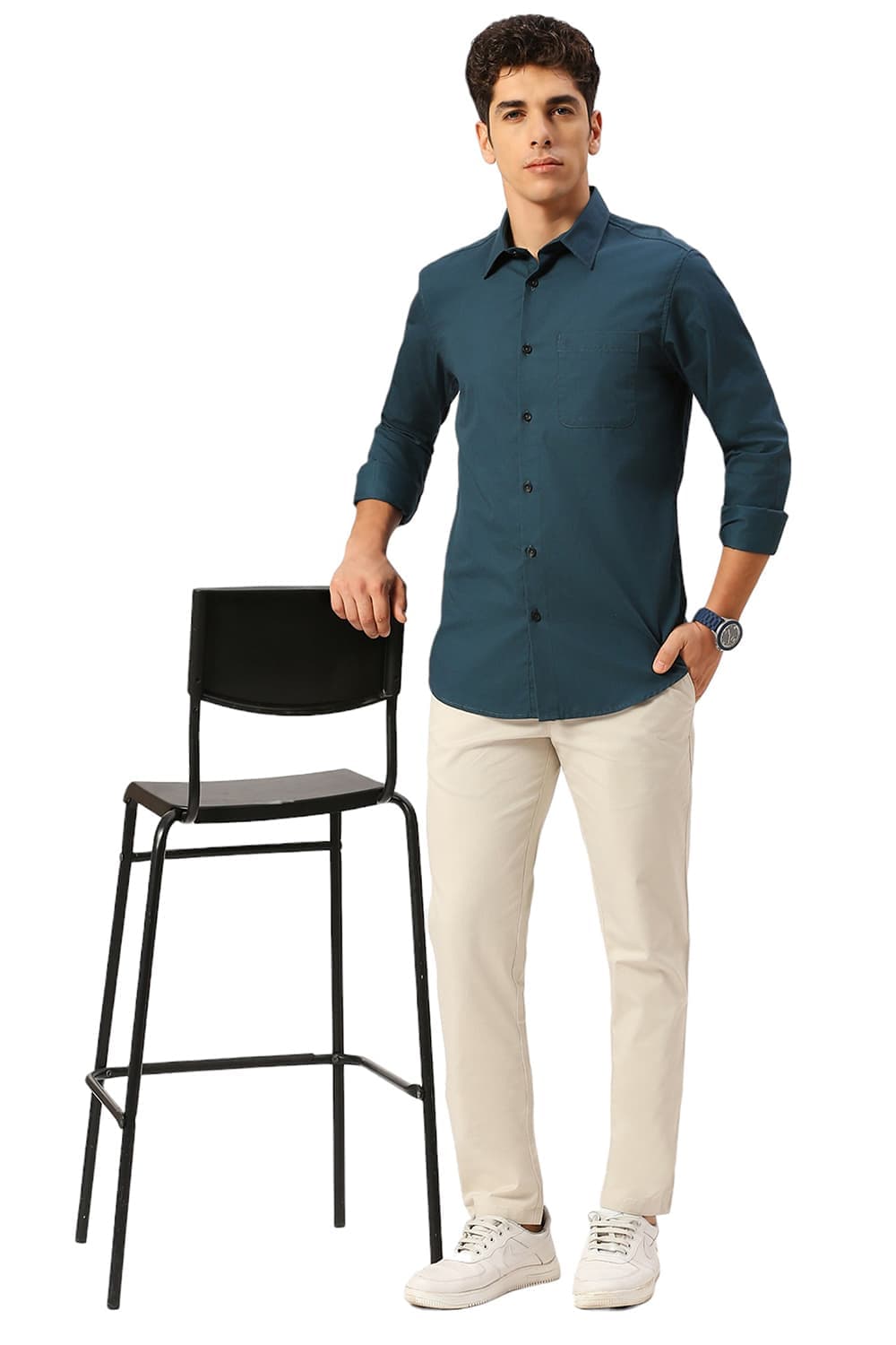 SLIM FIT COTTON POLYESTER CAVALRY TWILL SHIRT