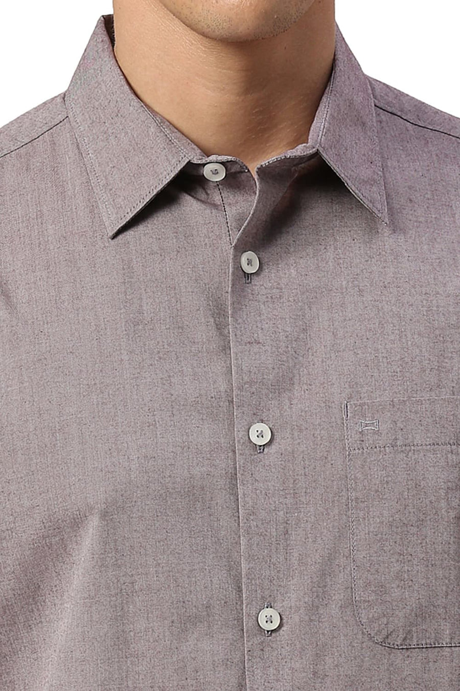 BASICS SLIM FIT PORT WINE COTTON POLYESTER VISCOSE HALFSLEEVES SHIRT