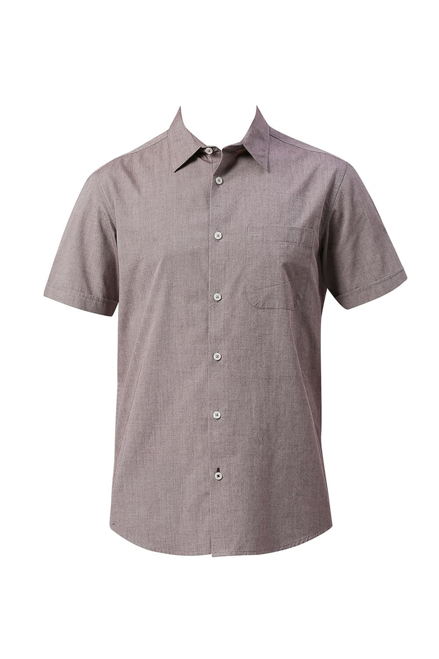 BASICS SLIM FIT PORT WINE COTTON POLYESTER VISCOSE HALFSLEEVES SHIRT