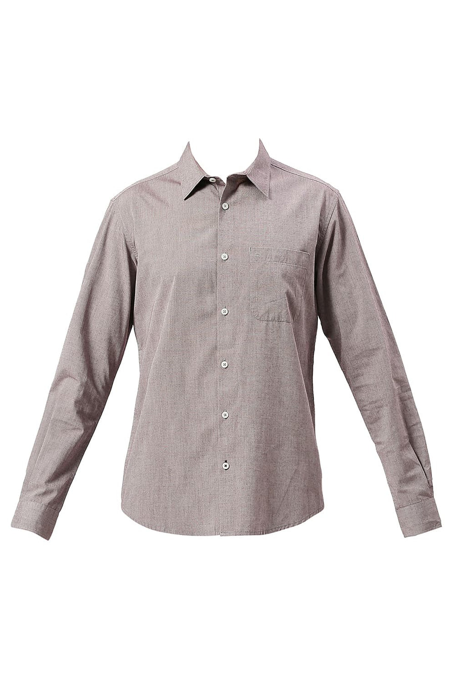 BASICS SLIM FIT PORT WINE COTTON POLYESTER VISCOSE SHIRT