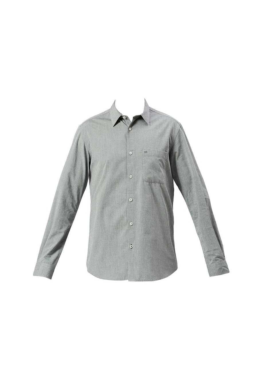 BASICS SLIM FIT SHARKSKIN GREY COTTON POLYESTER VISCOSE SHIRT
