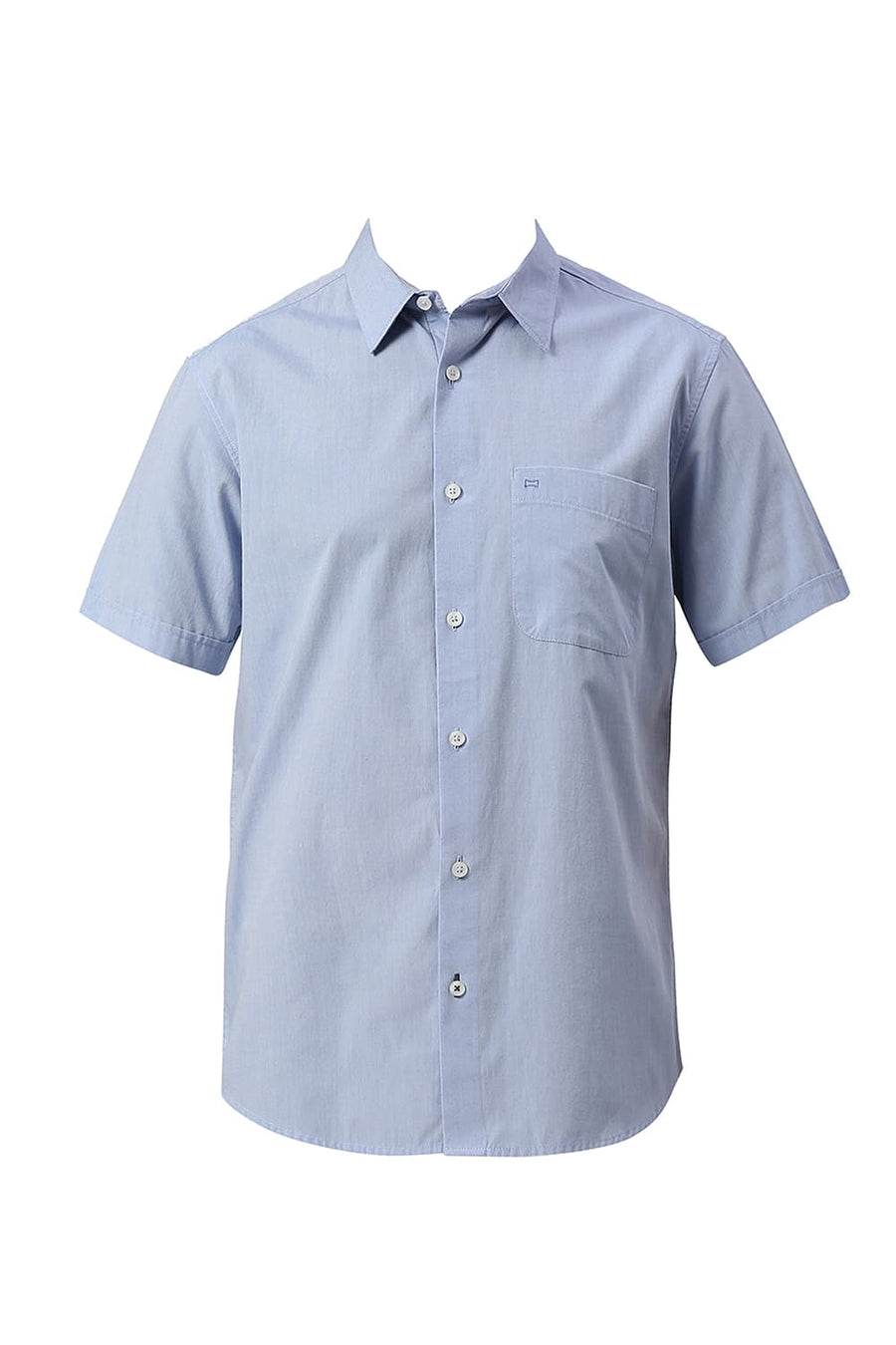 BASICS SLIM FIT BLUE HERON COTTON POLYESTER VISCOSE HALFSLEEVES SHIRT