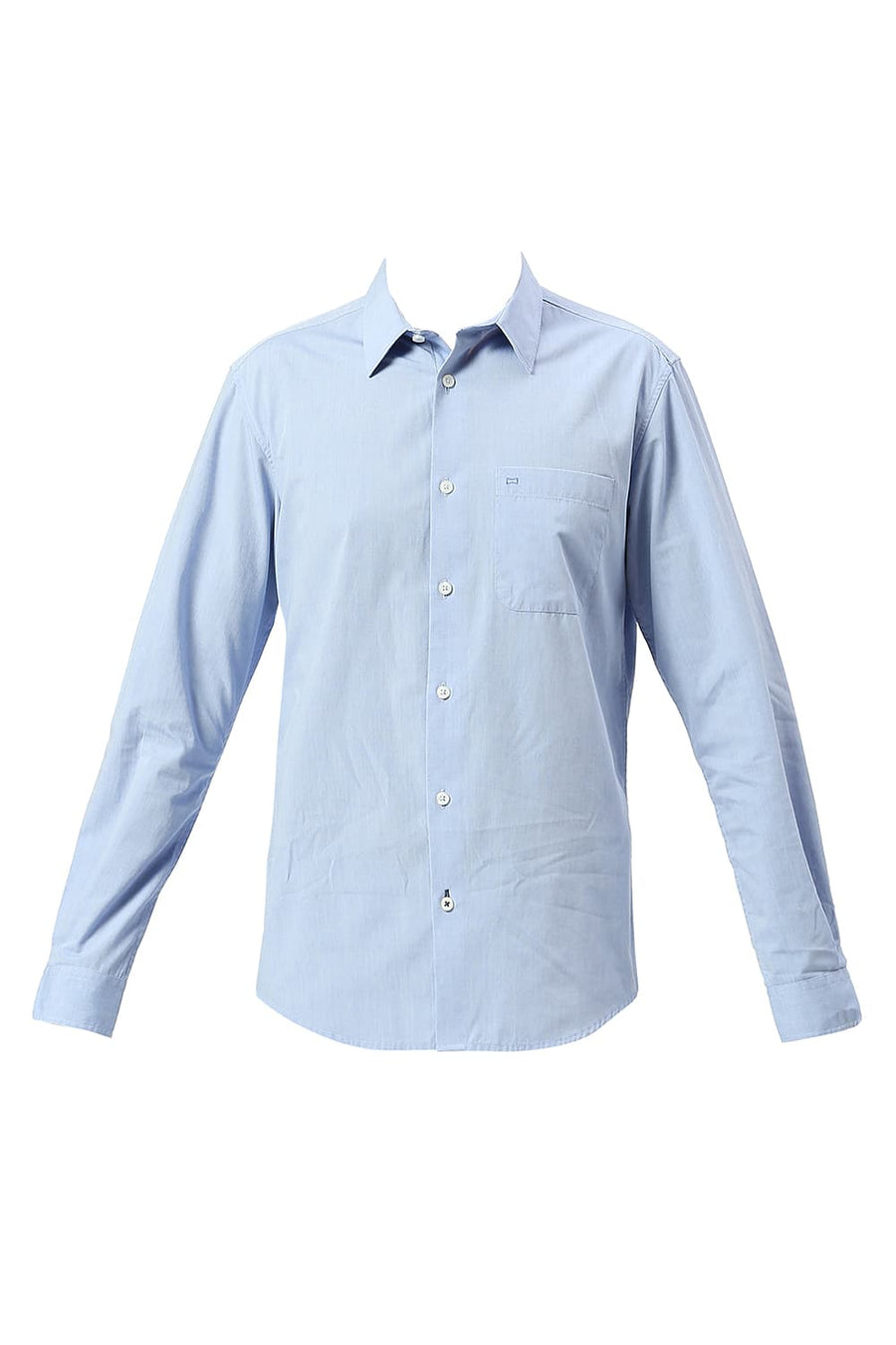 BASICS SLIM FIT BLUE HERON COTTON POLYESTER VISCOSE SHIRT