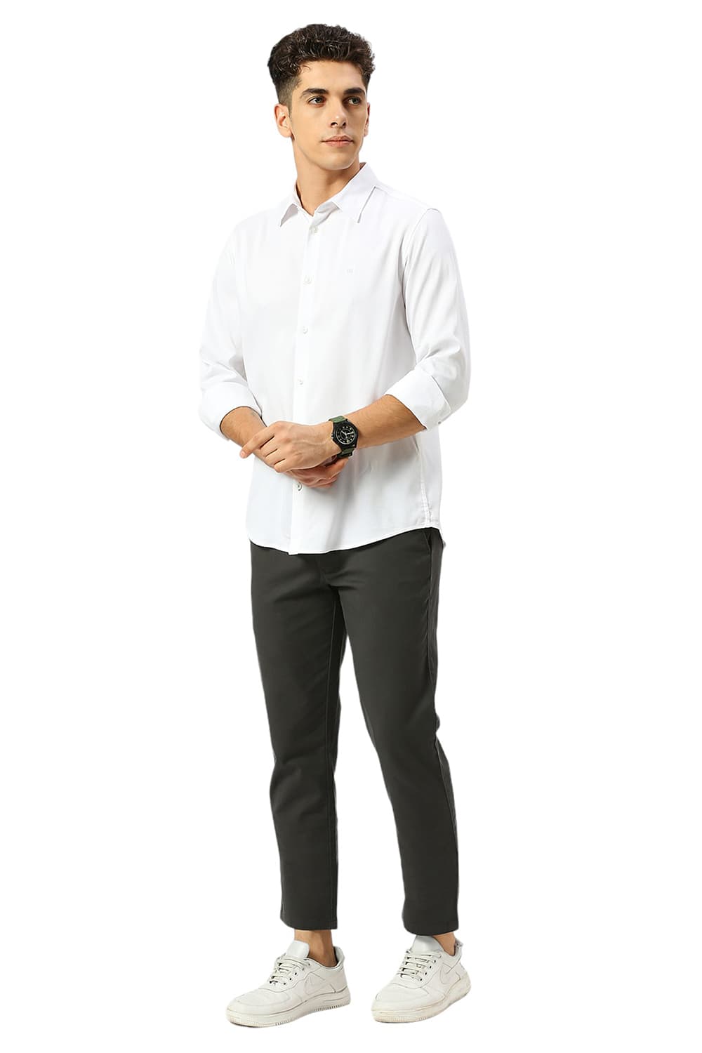 SLIM FIT VISCOSE POLYESTER STRETCH DOBBY SHIRT