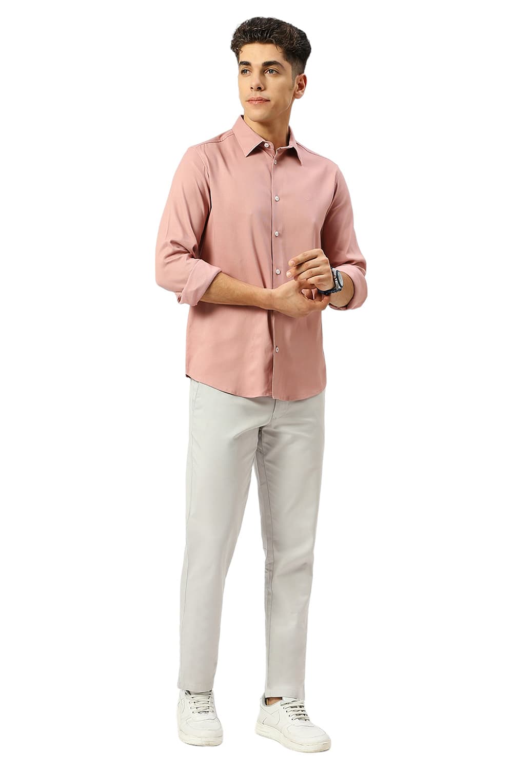 SLIM FIT VISCOSE POLYESTER STRETCH DOBBY SHIRT