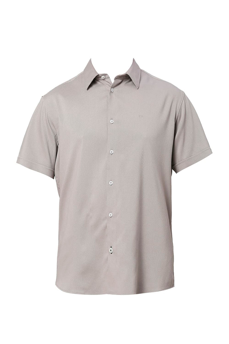 SLIM FIT VISCOSE POLYESTER STRETCH DOBBY HALFSLEEVES SHIRT