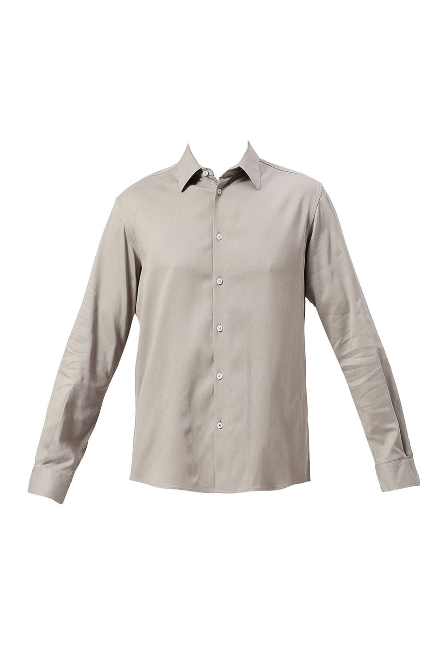 BASICS SLIM FIT SKYLINE GREY VISCOSE POLYESTER STRETCH DOBBY SHIRT