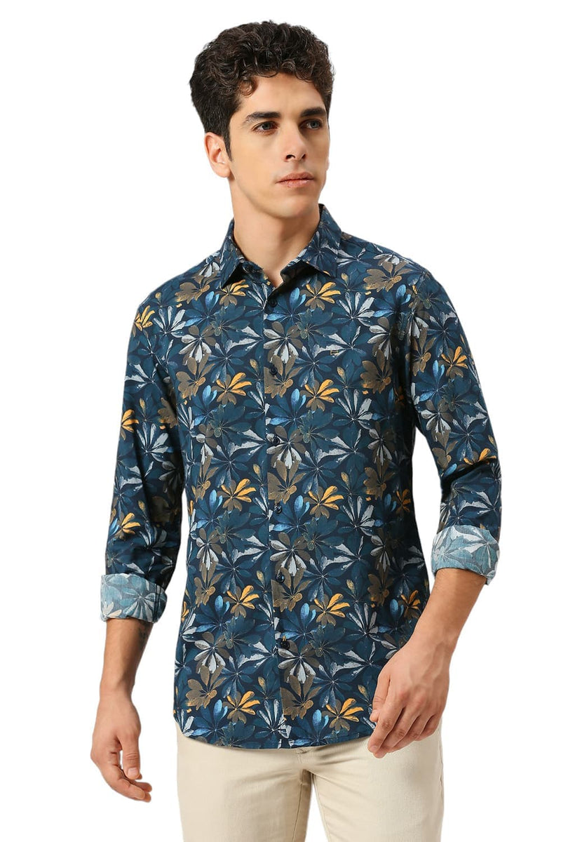 SLIM FIT COTTON VISCOSE DIGITAL PRINTED SHIRT