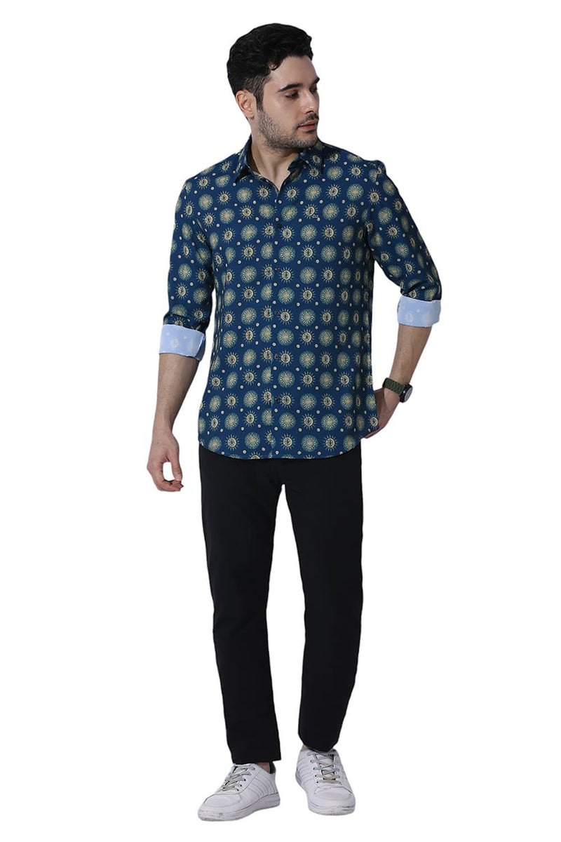 SLIM FIT POLYESTER PRINTED SHIRT