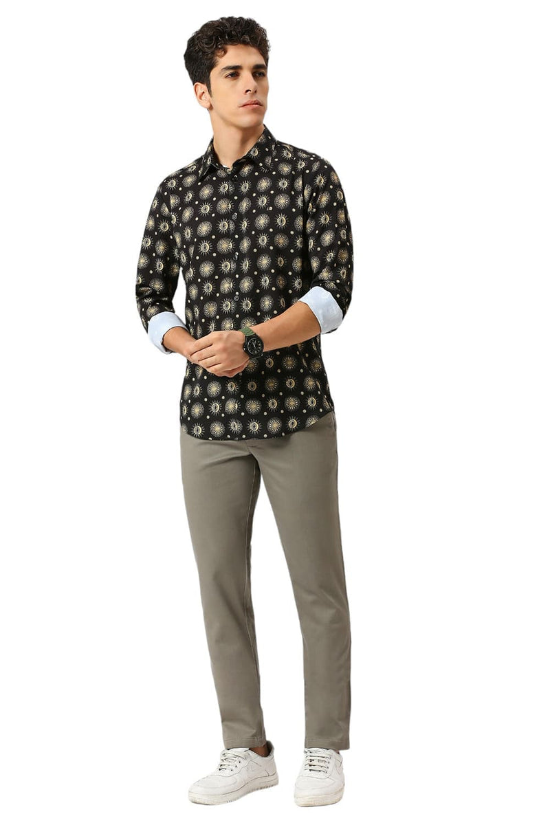 SLIM FIT POLYESTER PRINTED SHIRT