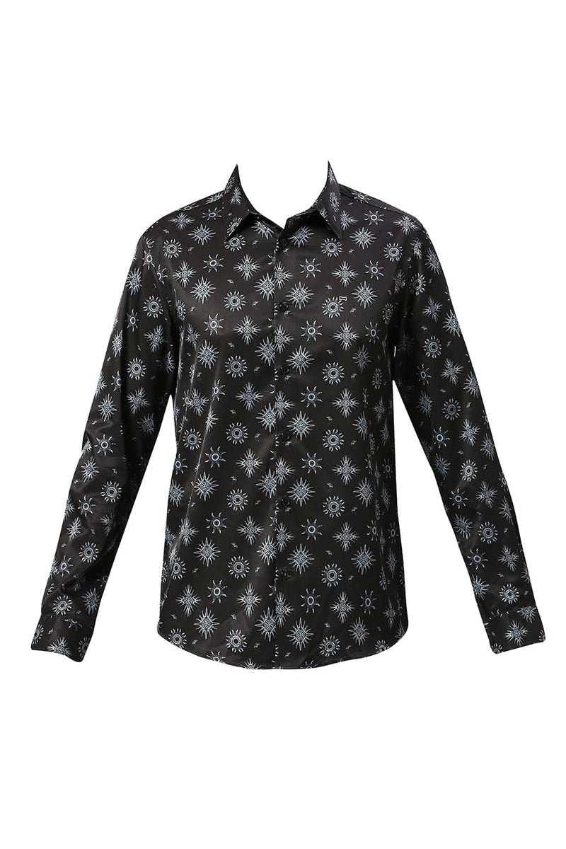 SLIM FIT POLYESTER STRETCH TWILL PRINTED SHIRT