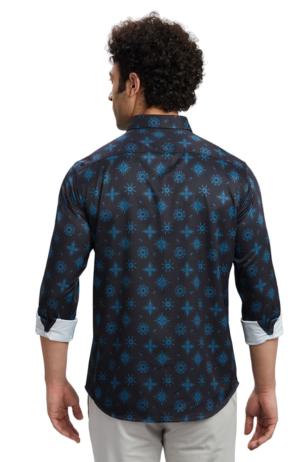 SLIM FIT POLYESTER STRETCH TWILL PRINTED SHIRT