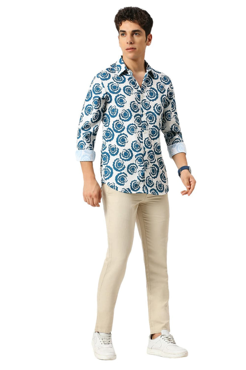 SLIM FIT POLYESTER PRINTED SHIRT