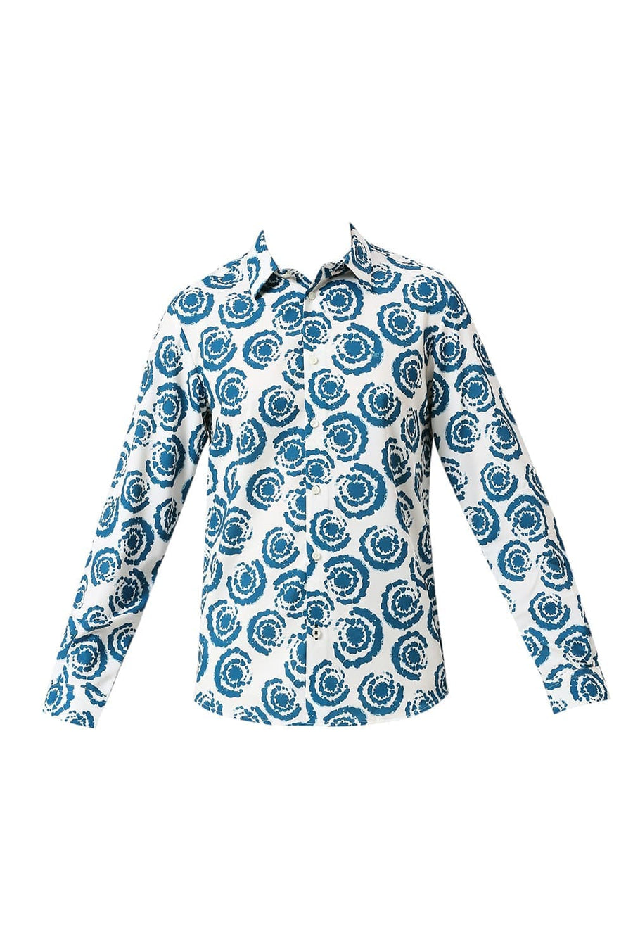 BASICS SLIM FIT ECRU MILK POLYESTER PRINTED SHIRT