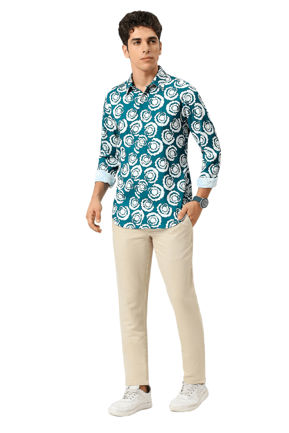 SLIM FIT POLYESTER PRINTED SHIRT